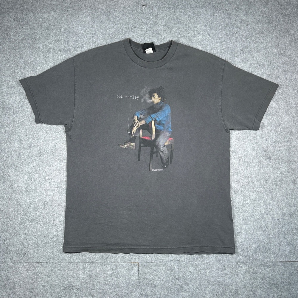 Vintage Bob Marley graphic‎ T Shirt Mens XL Grey Zion double sided babylon 2001